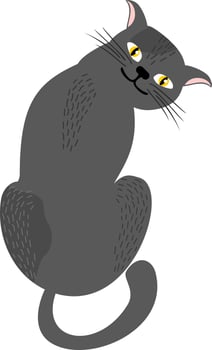black cat smiles, kind pet vector