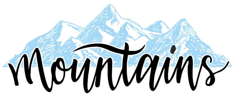 Hand drawn inspirational mountain label. Handwritten ink inscription Mountains. Sketch vector