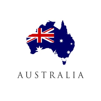 australia logo design vector illustration. australia flag with map shape
