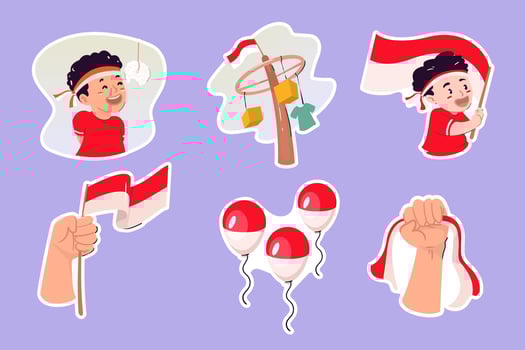 Indonesian Independence Day Stickers vector