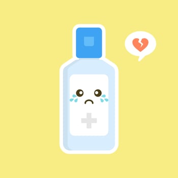 cute and kawaii disinfection or and sanitizer bottle, washing gel. Vector illustration suitable for hygiene, disinfect, medical, clean life, anti virus, bacteria, health care, disease spread, germs