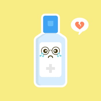 cute and kawaii disinfection or and sanitizer bottle, washing gel. Vector illustration suitable for hygiene, disinfect, medical, clean life, anti virus, bacteria, health care, disease spread, germs