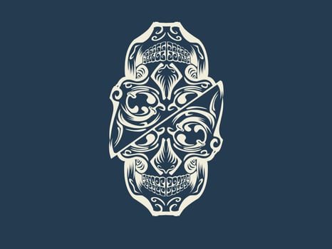 Abstract white skull tattoo vector design