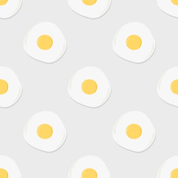 Seamless pattern of fried eggs on gray background, minimalist style wallpaper vector. vector