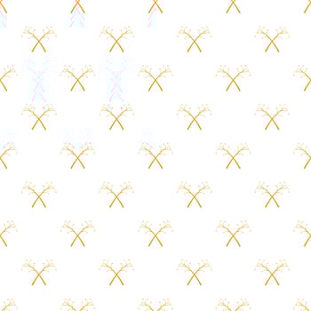 Simple flowers and branches seamless pattern on pale yellow background, vector illustration fall concept.