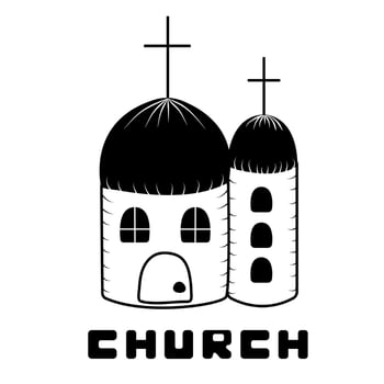 Churches, monochrome illustration vector