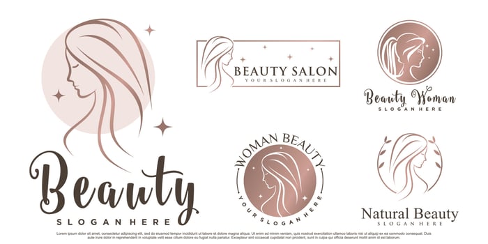 Beauty women icon set logo design inspiration for salon with creative element Premium Vector