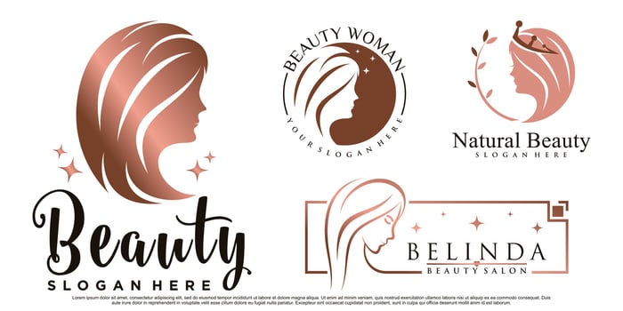 Beauty women icon set logo design inspiration for salon with creative element Premium Vector