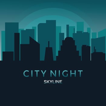 silhouette illustration of city skyline with a beautiful view free vector