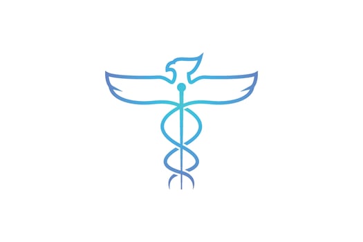 Caduceus Eagle Logo. Medicine ancient vector emblem on white background.