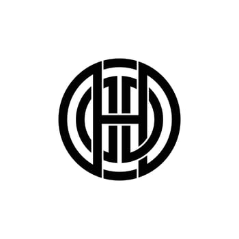 H D circle monogram letter logo vector