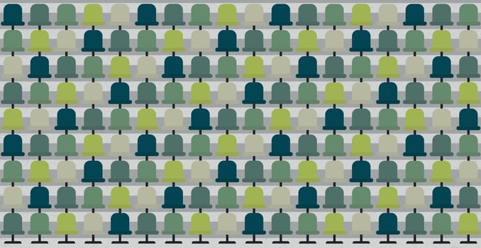 Large football tribune, colorful chairs, sports background - Vector