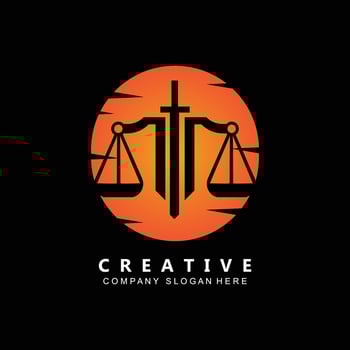 Lawyer or Justice law logo vector design, icon illustration