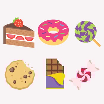 set of sweets and cookies vector