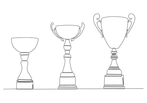one line drawing continuous line winning cup vector