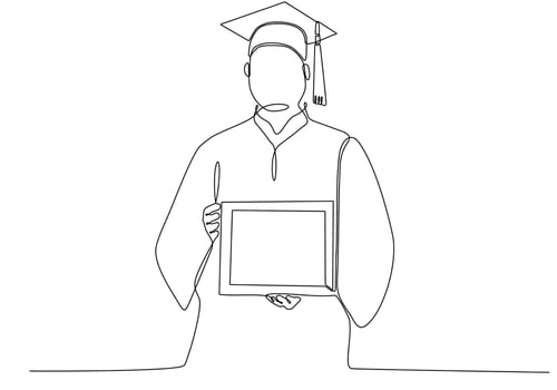 male student one continuous line drawn hand drawn silhouette. line art. graduate student vector
