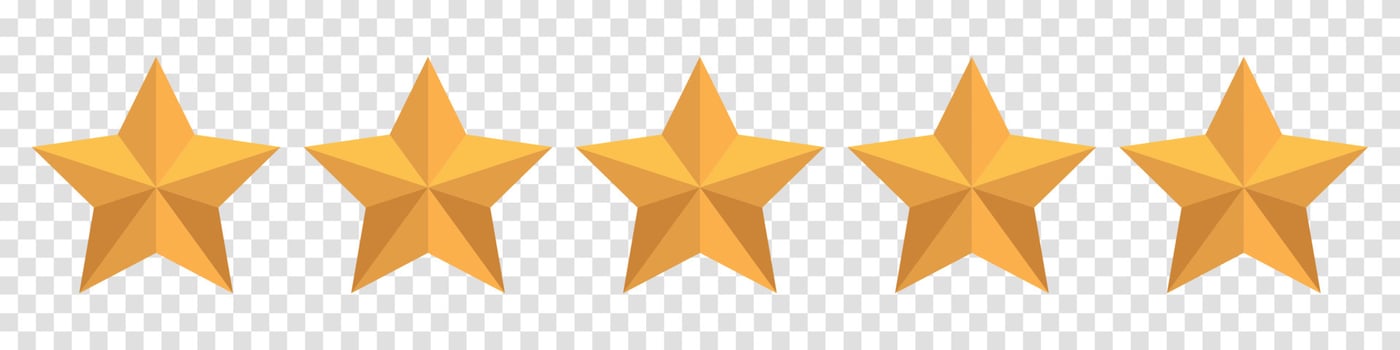 Yellow five stars quality rating icons. 5 stars icon. Five star sign. Rating symbol. Vector illustration