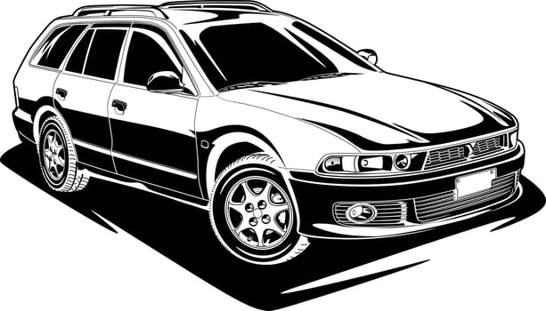 Black and white car vector illustration for conceptual design