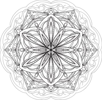 Circular Flower Mandala on White Free Vector