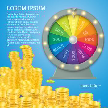 Fortune spinning wheel. Gambling concept, win jackpot in casino illustration vector