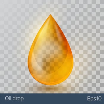 Realistic yellow  oil drop  on white background. vector