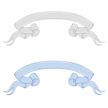 Ancient scroll ribbons vector design, medieval style decorations ribbon