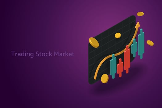 Candlestick charts, graphs and coins vector