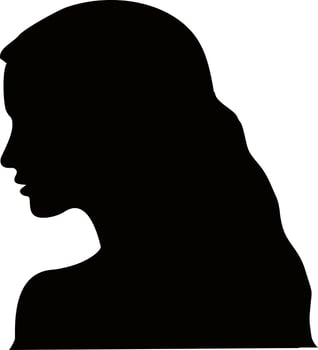 Silhouette of woman side view face isolated vector illustration