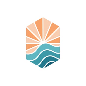 Modern sunrise wave logo illustration design vector