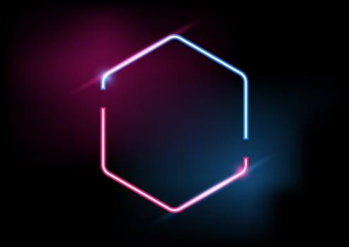 Abstract geometric hexagon frame border light neon Effect, vector, illustration. vector