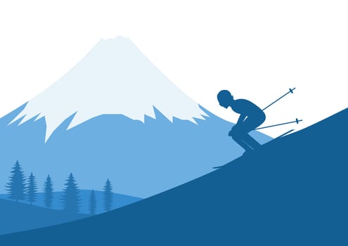 silhouette design of man ski vector
