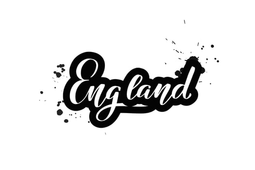 Inspirational handwritten brush lettering England. Vector calligraphy illustration isolated on white background. Typography for banners, badges, postcard, tshirt, prints, posters.