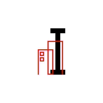 letter I with building decoration vector logo design element
