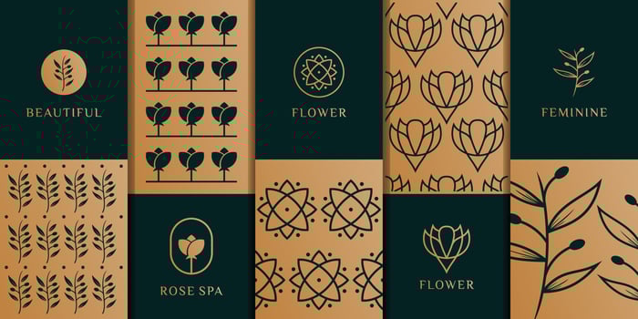 Beauty feminine packaging logo design vector with pattern