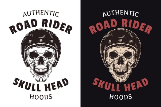 Set Skull Rider Helmet Dark illustration Skull Bones Head Hand drawn Hatching Outline Symbol Tattoo Merchandise T-shirt Merch vintage vector