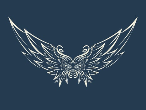 White decorative wing icon vector design