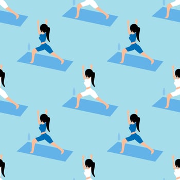 Seamless pattern with yoga. Good health and good society. Vector illustration.