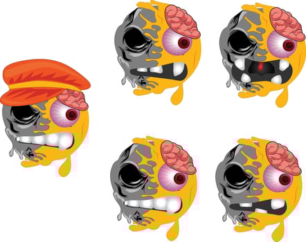 Zombie emoji vector set