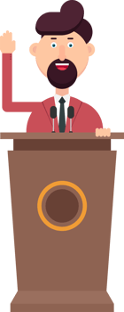 Businessman is speaking on podium png