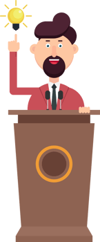 Businessman is speaking on podium png