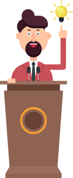 Businessman is speaking on podium png