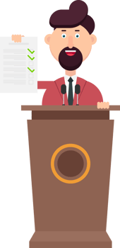 Businessman is speaking on podium png