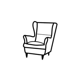 armchair Bedroom Hand drawn organic line Doodle vector