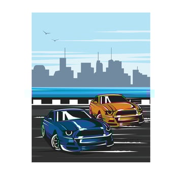 racing in the road vector