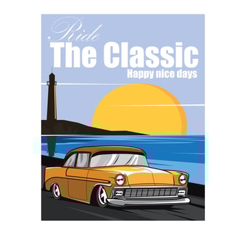 classic car on the beach vector