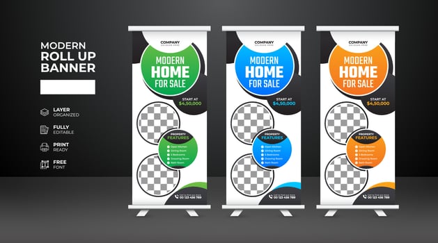 Modern and creative Real Estate Roll Up Banner template vector