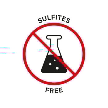 Product Not Sulfate Silhouette Black Icon. Sulfites Free Stop Sign. Flask, Test Tube Chemical Forbidden Symbol. Natural Ingredients, Ban Sulfite Logo. No Sulphites Label. Isolated Vector Illustration.
