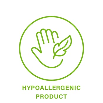 Hypoallergenic Safe Product Line Green Icon. Safety Hypo Allergenic Cosmetic for Sensitive Skin Hygiene Outline Pictogram. Allergen Free Icon. Hand and Feather Symbol. Isolated Vector Illustration.