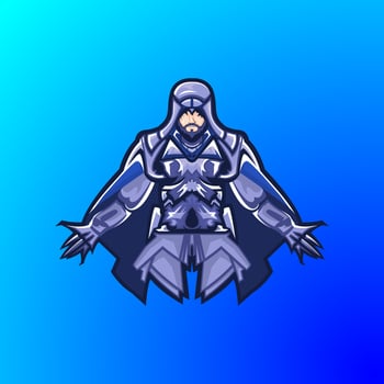Assassin mascot esport gaming concept man in hoodie vector illustration