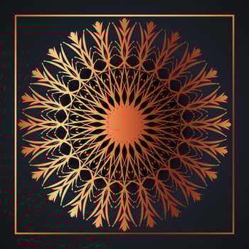 Mandala abstract ornament black background with golden arabesque pattern arabic gold islamic arabesque ornament, Golden floral, ornamental decoration Pro Vector Free Vector